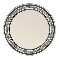 Vintage Round Inlaid Wood Wall Mirror