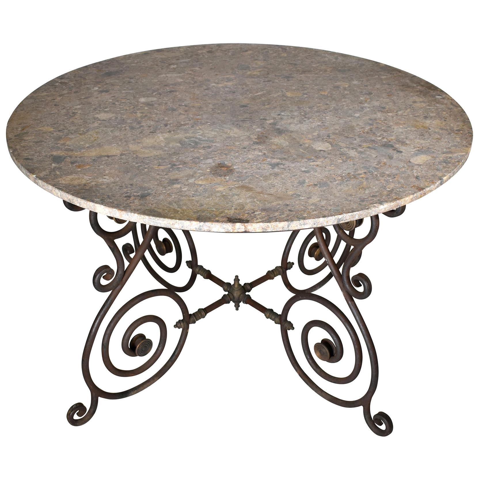 Napoleon III Marble and Iron Dining Table from France circa 1870 at 1stDibs