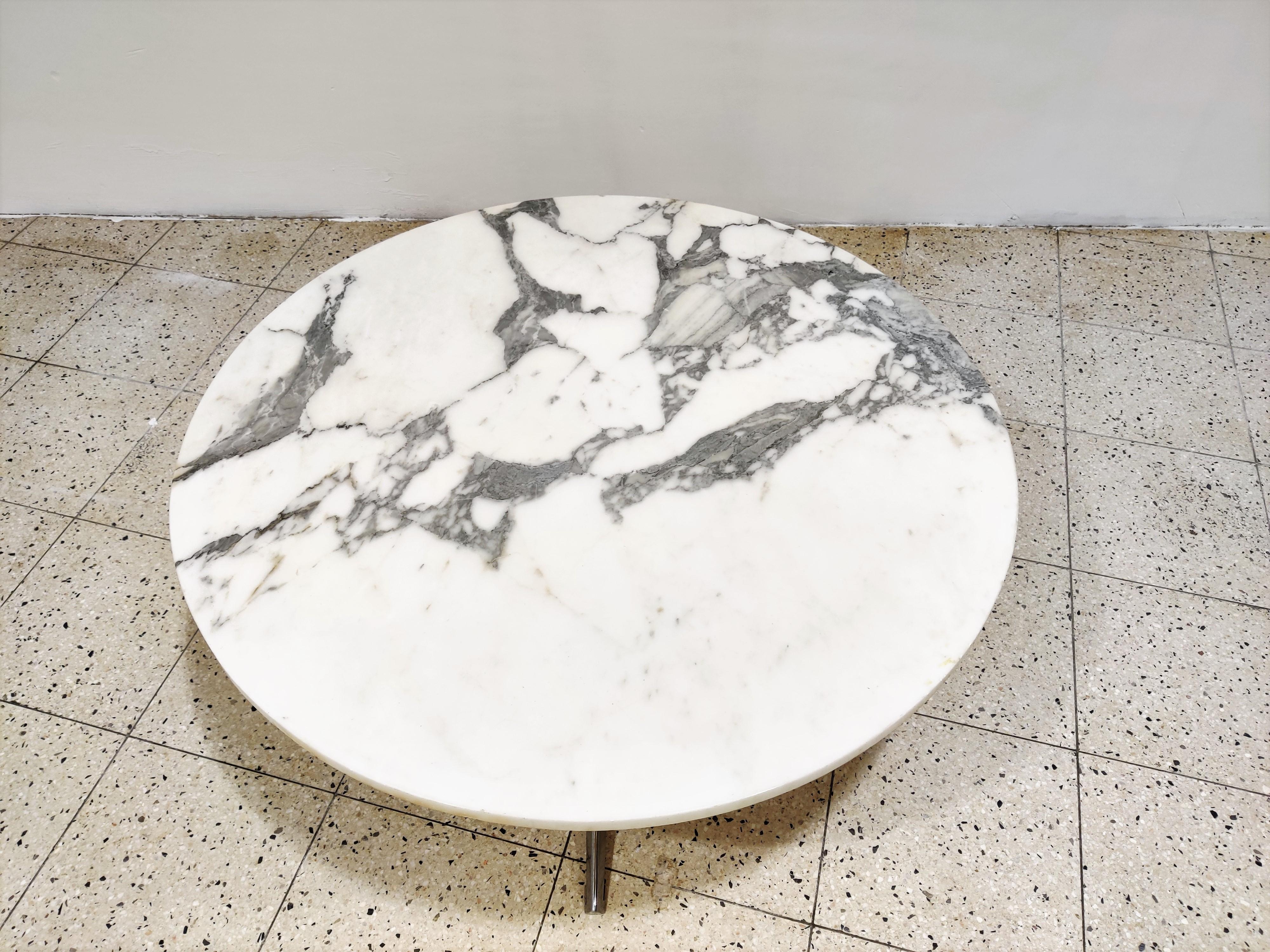 Mid-Century Modern Vintage Round Italian Marble Coffee Table, 1960s