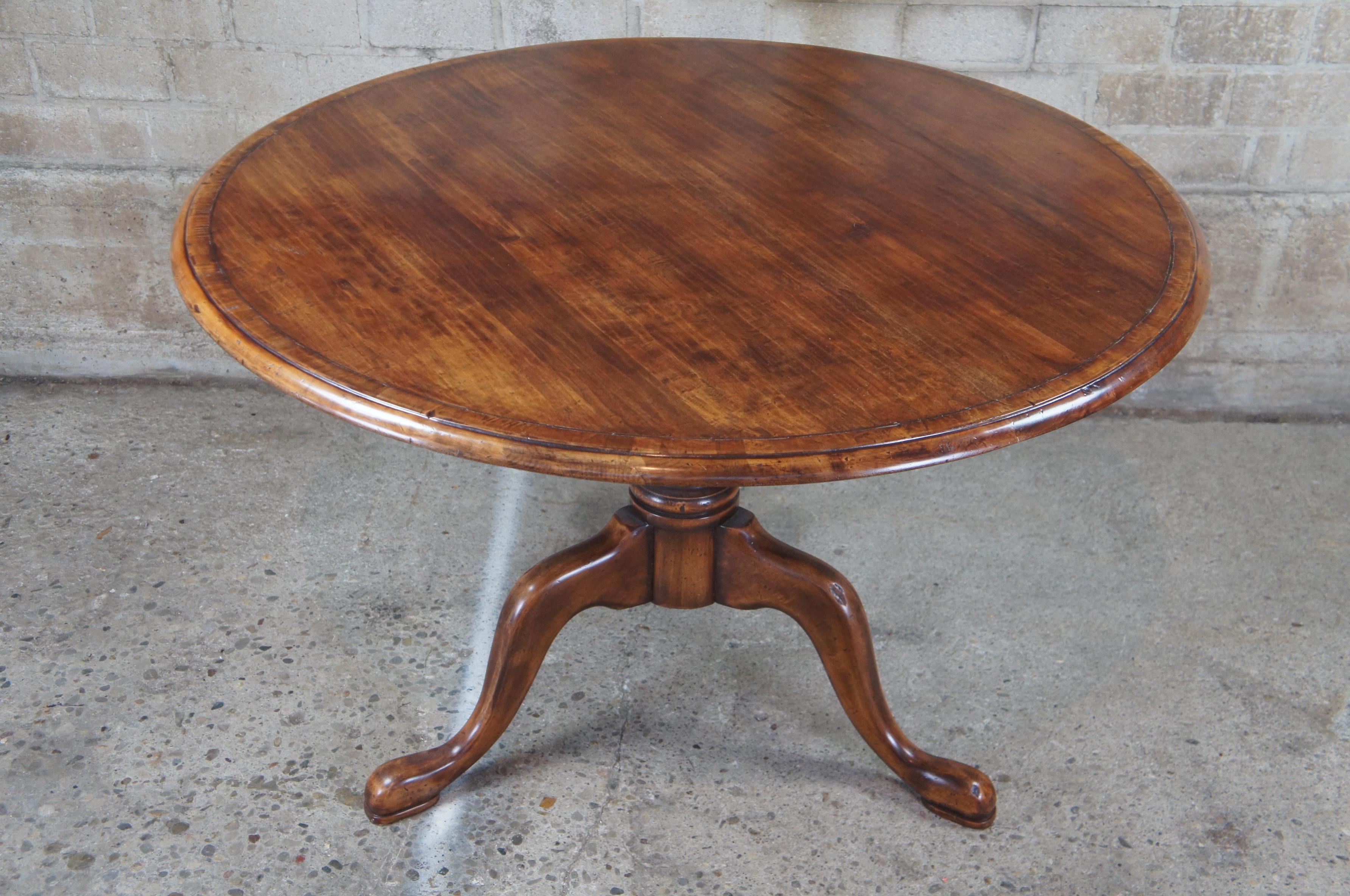 Vintage Round Mahogany Queen Anne Pedestal Tripod Dining Breakfast Table 4