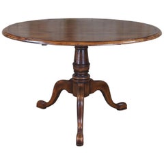 Vintage Round Mahogany Queen Anne Pedestal Tripod Dining Breakfast Table