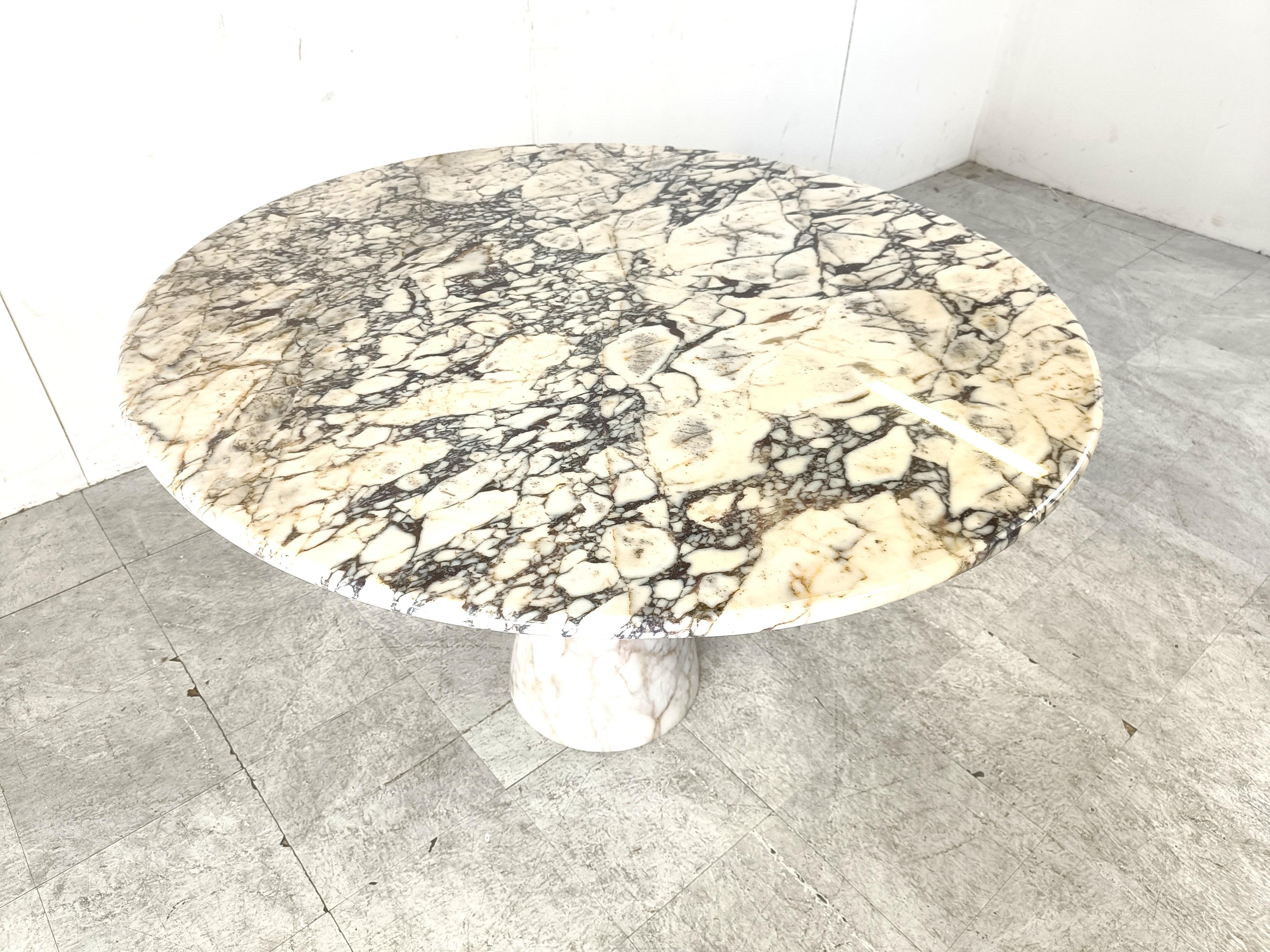 Vintage round marble dining table 1970s 3