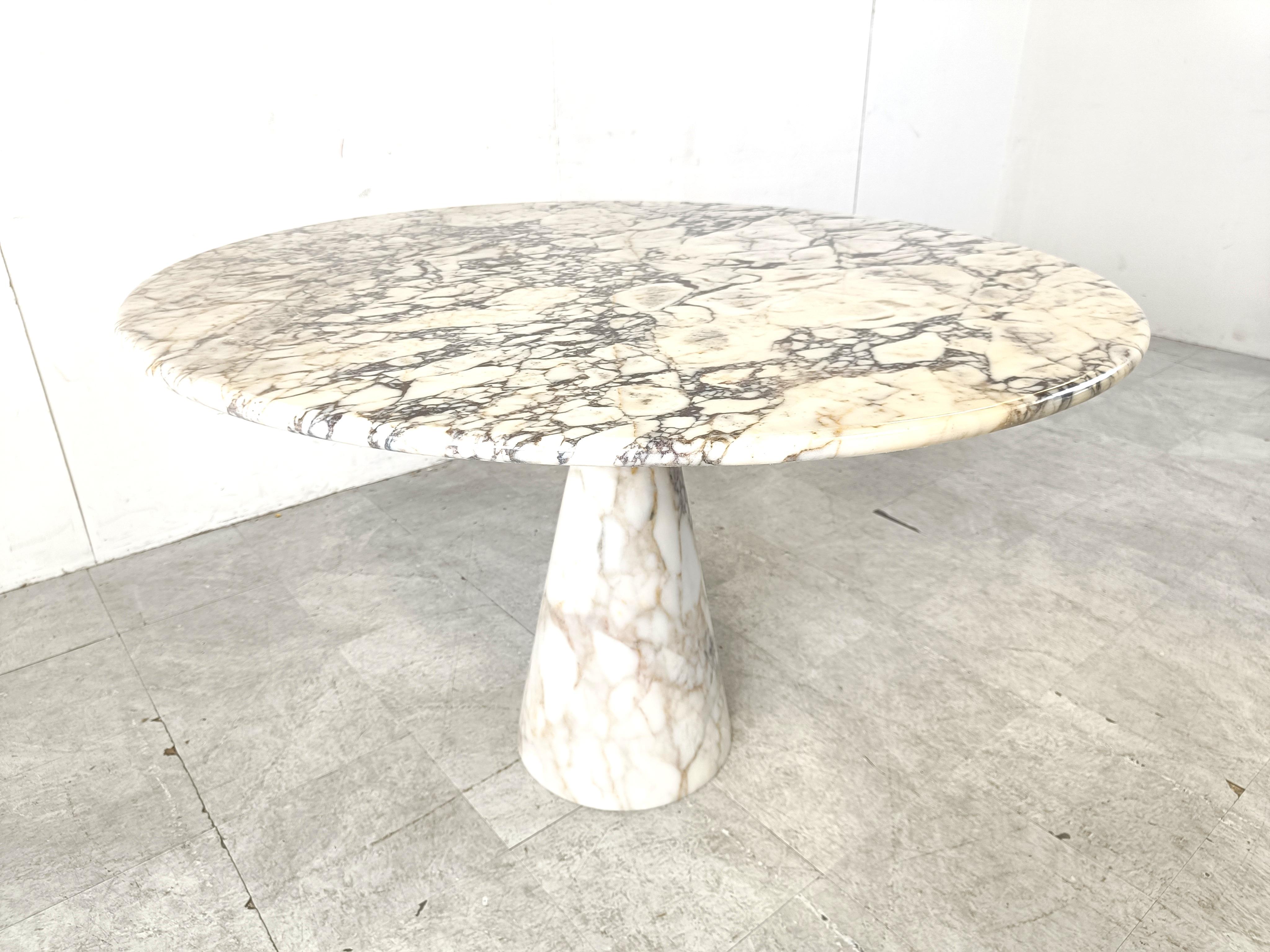 Vintage round marble dining table 1970s 4
