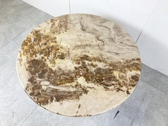 Vintage Round Marble Dining Table, 1970s