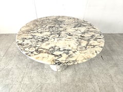 Vintage round marble dining table 1970s