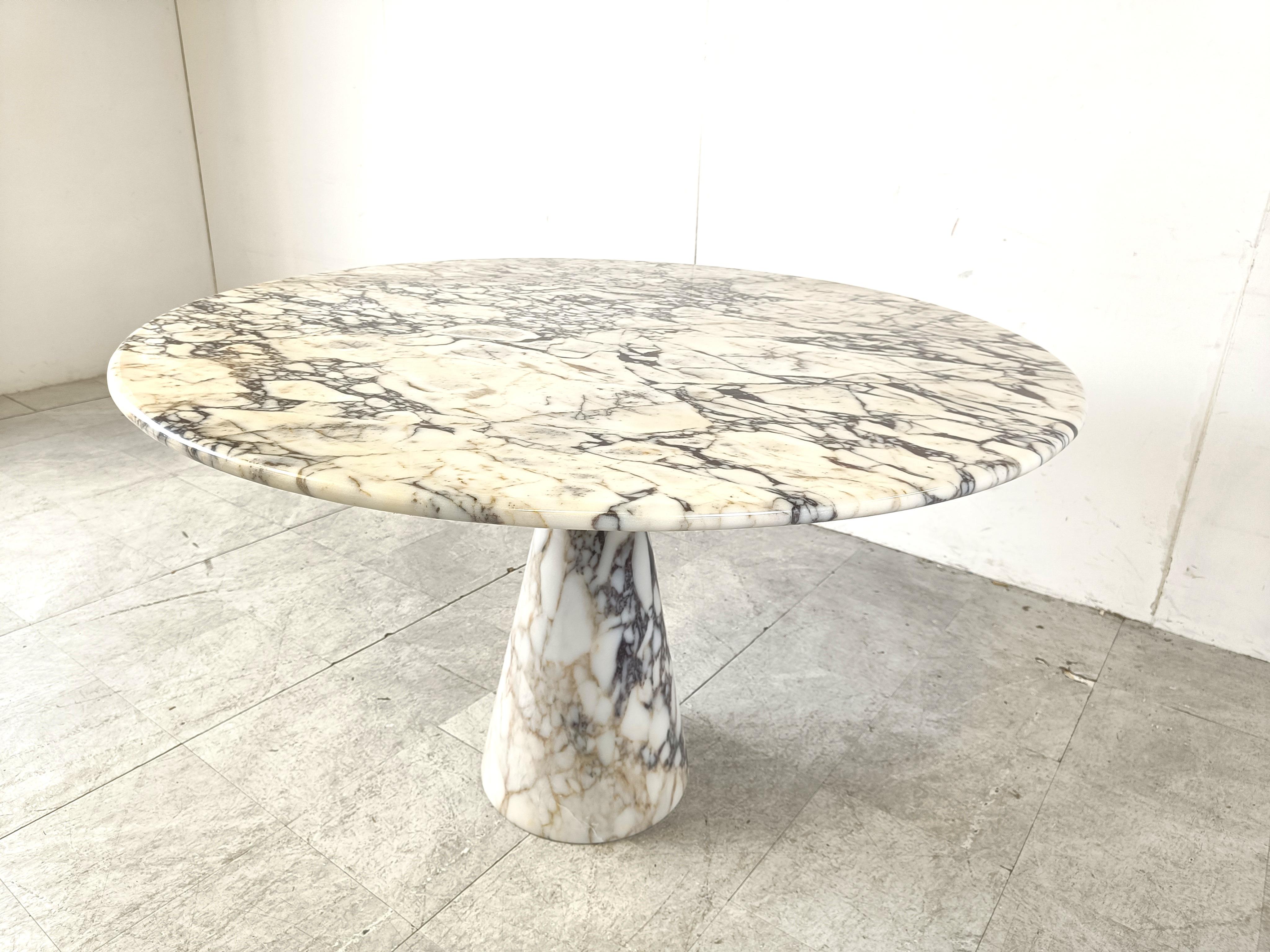 Vintage round marble dining table 1970s 1