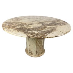 Vintage Round Marble Dining Table, 1970s