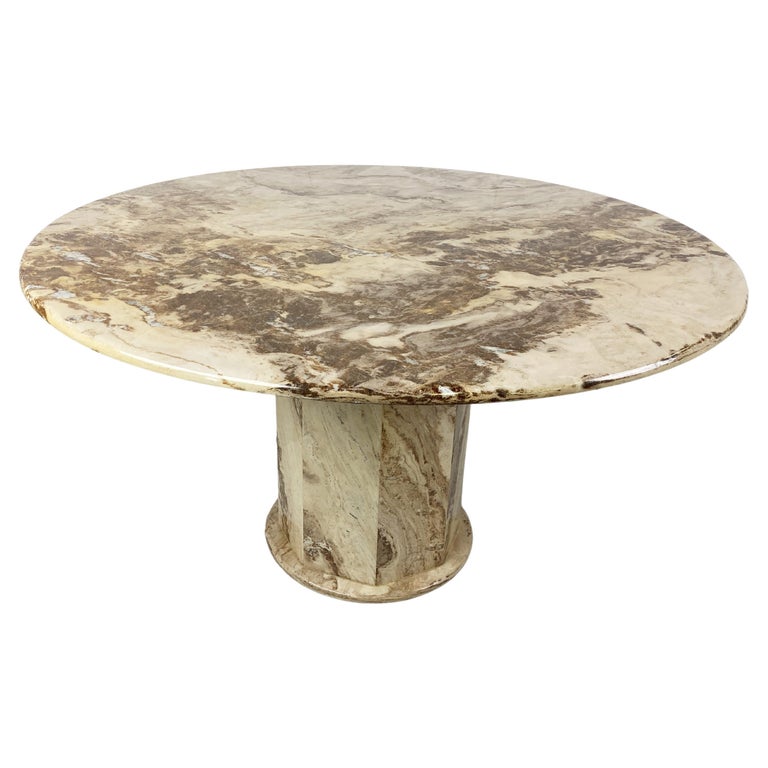 Vintage Round Marble Dining Table, 1970s For Sale at 1stDibs
