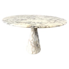 Vintage round marble dining table 1970s