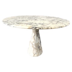 Vintage round marble dining table 1970s