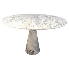 Mesa de comedor vintage redonda de mármol años 70
