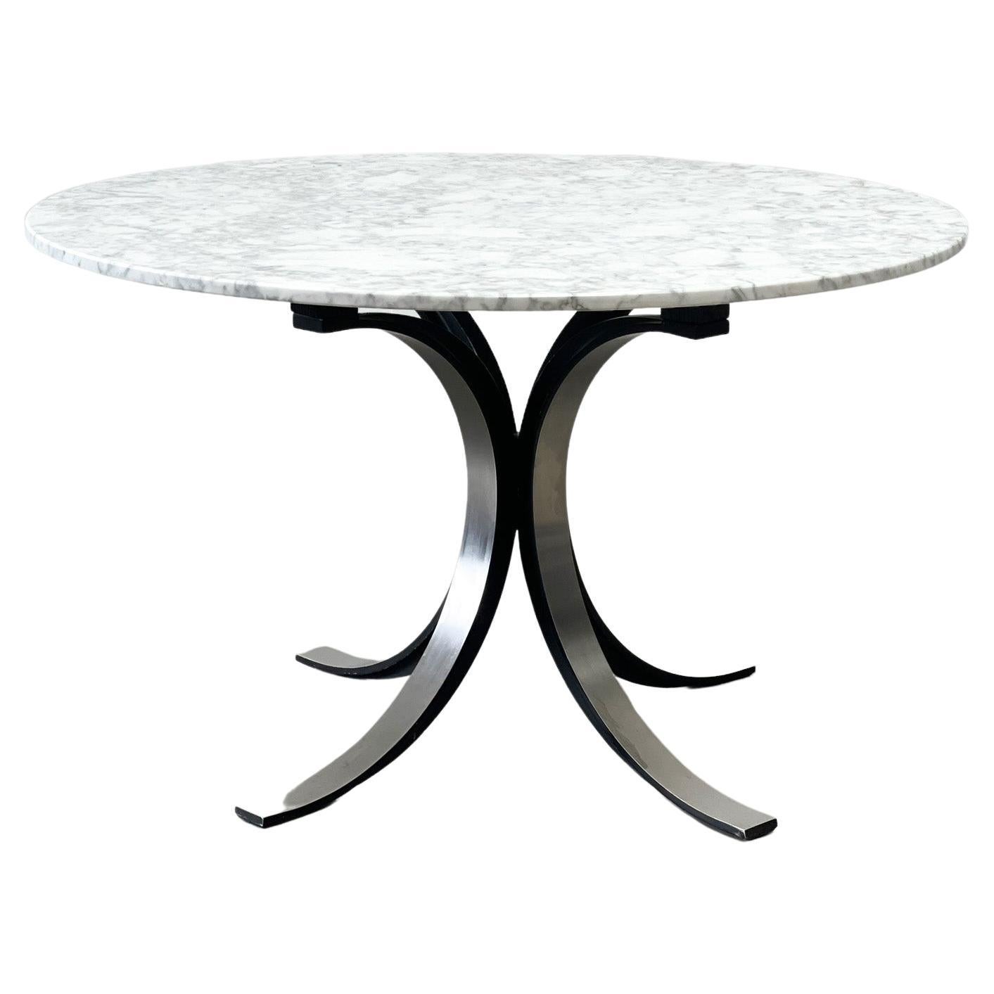 Vintage round marble dining table model T69 by Osvaldo Borsani for Tecno, 1970s  For Sale