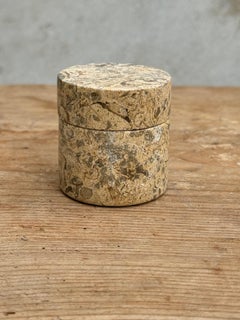 Vintage Round Marble Trinket Box With Lid