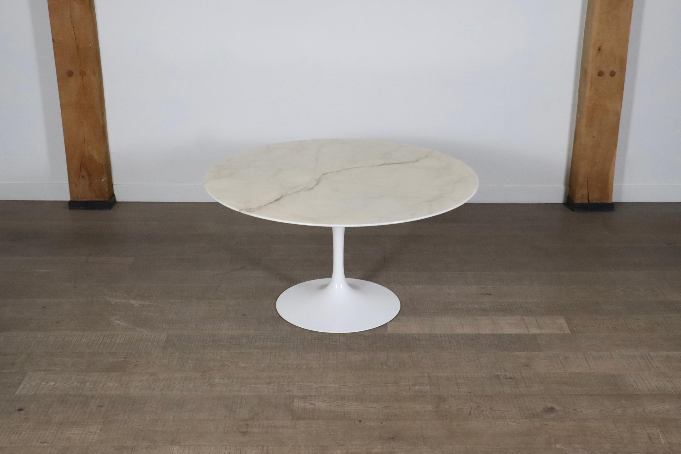 Metal Vintage Round Marble Tulip Dining Table By Eero Saarinen For Knoll, 1970s