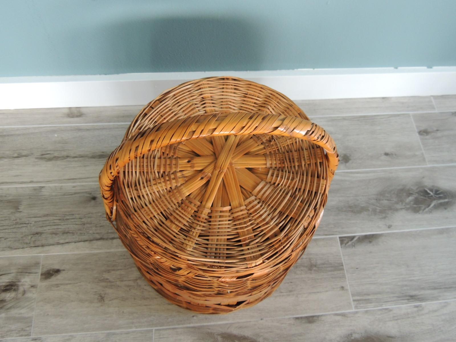 vintage woven basket with lid