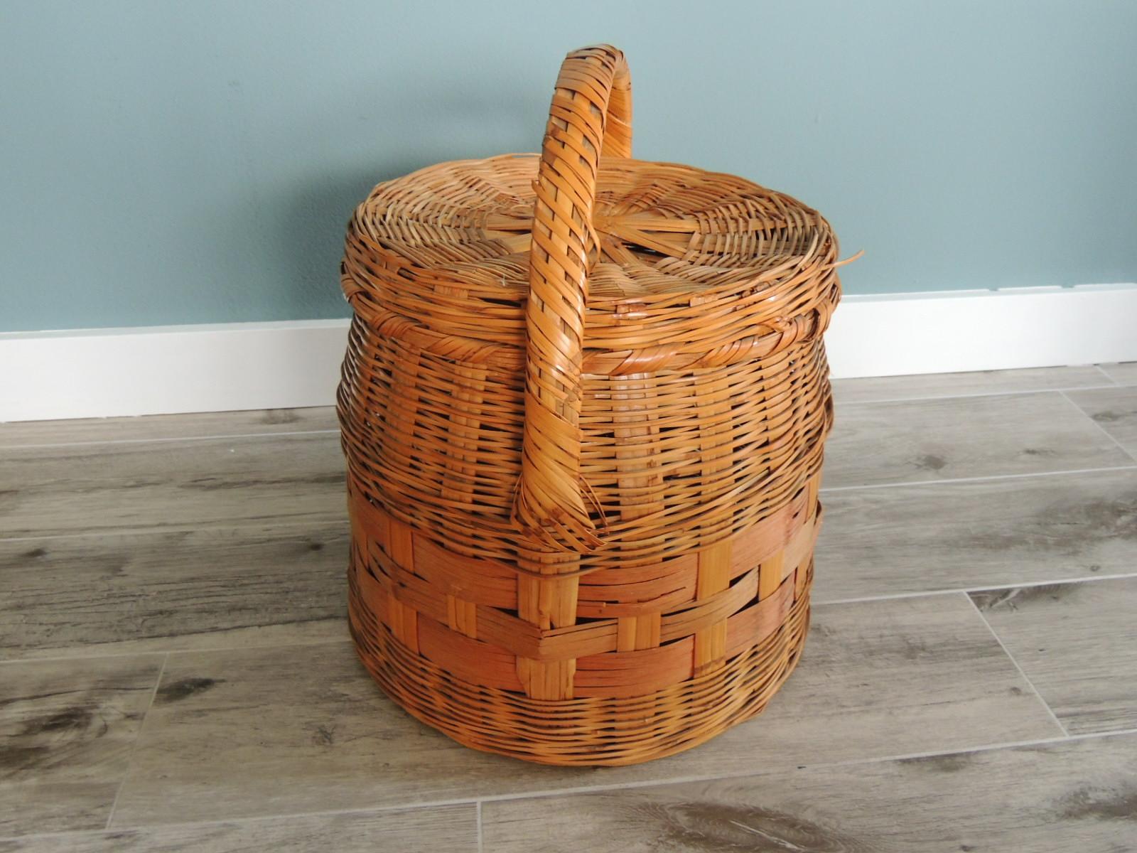 large round basket with handles