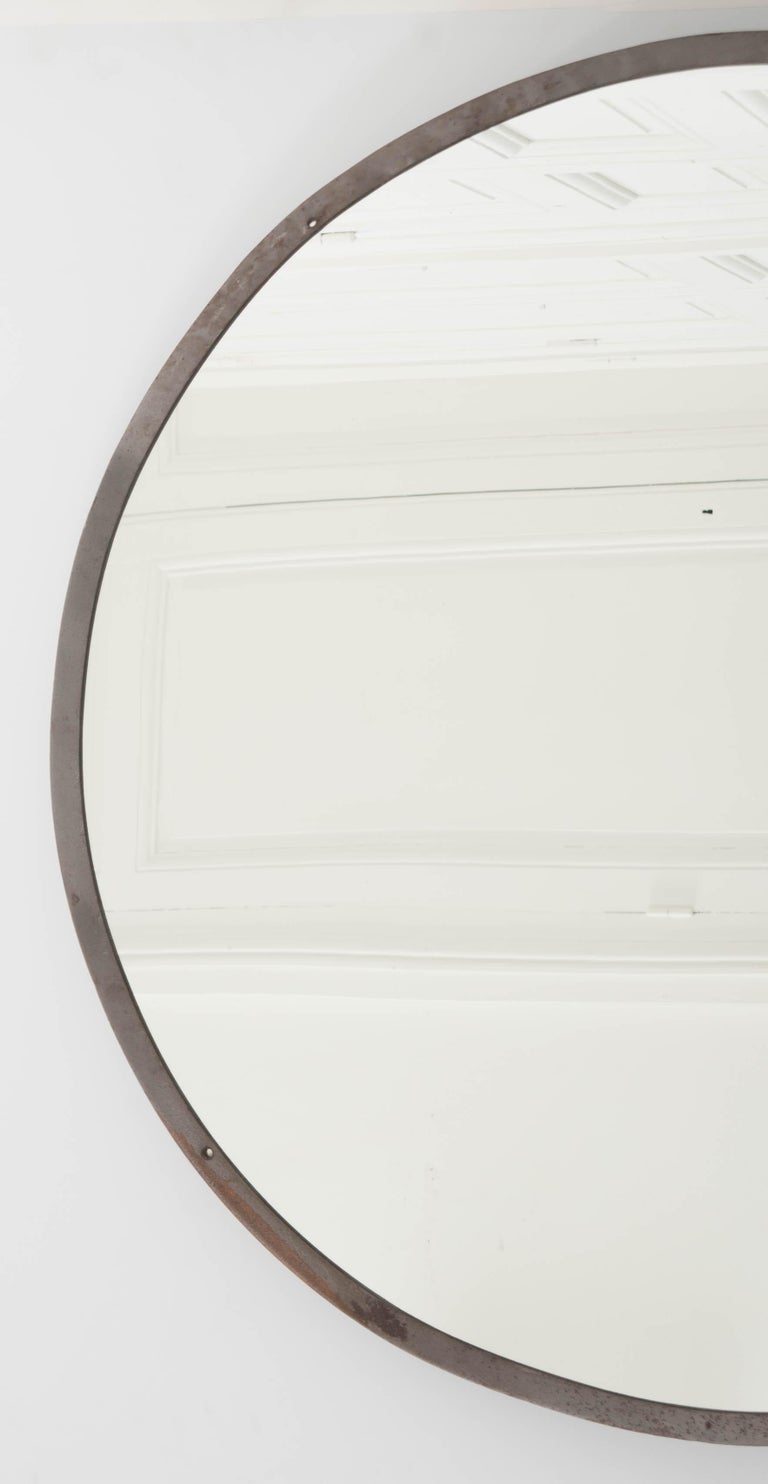 Vintage Round MetalFramed Mirror at 1stDibs