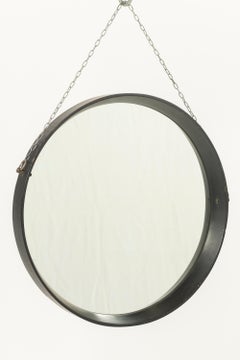 Vintage Round Mirror Framed in Wood