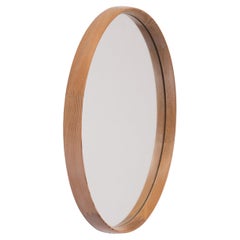 Vintage Round Mirror solid Pine 1960s Holland