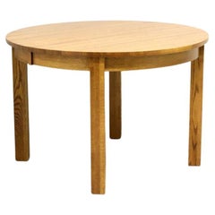 Retro Round Mission Oak Dining Table