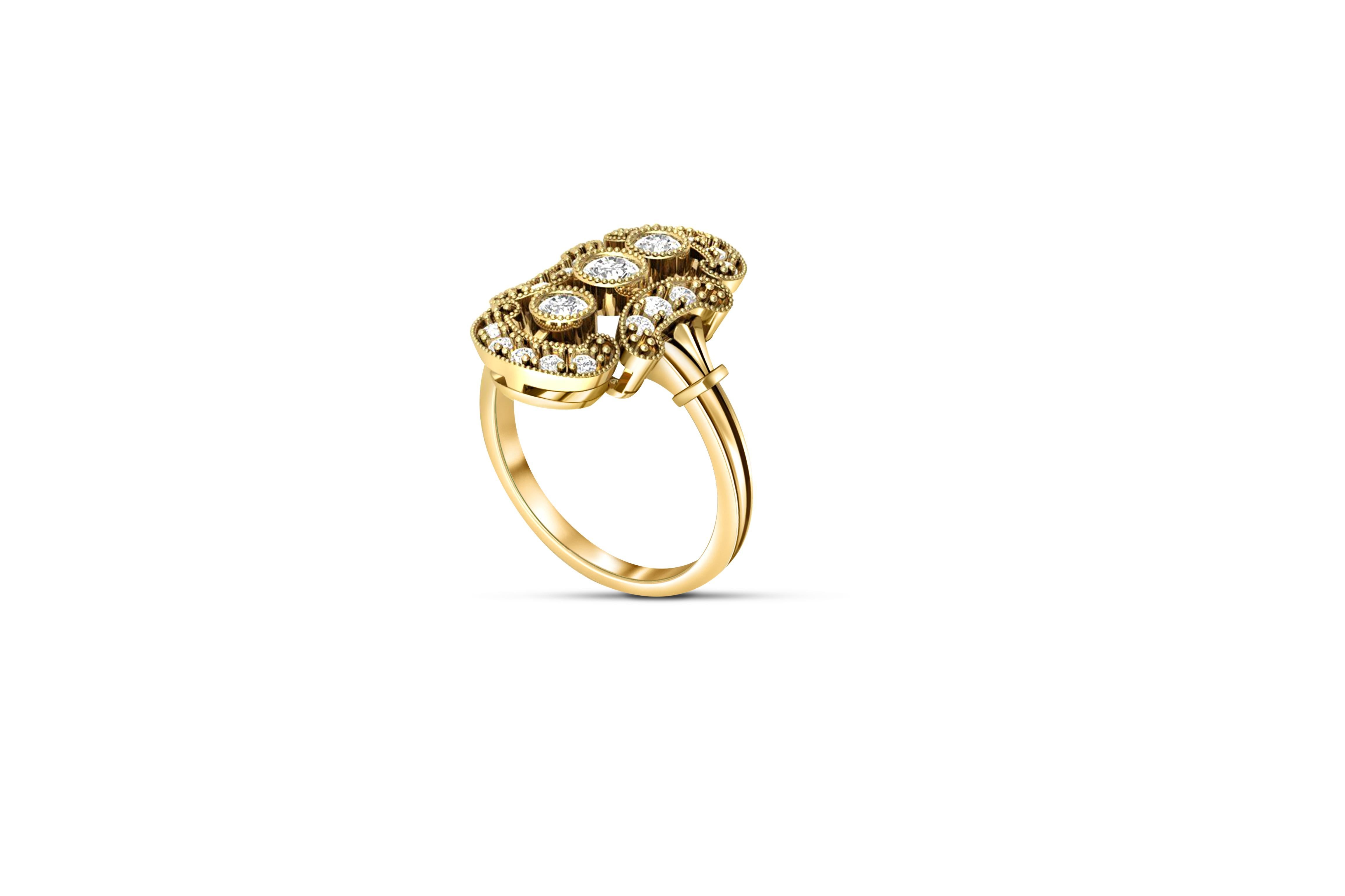 For Sale:  Vintage Round Moissanite Engagement 14k Gold Ring 2