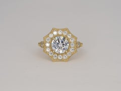 Vintage Round Moissanite Engagement 14k Gold Ring