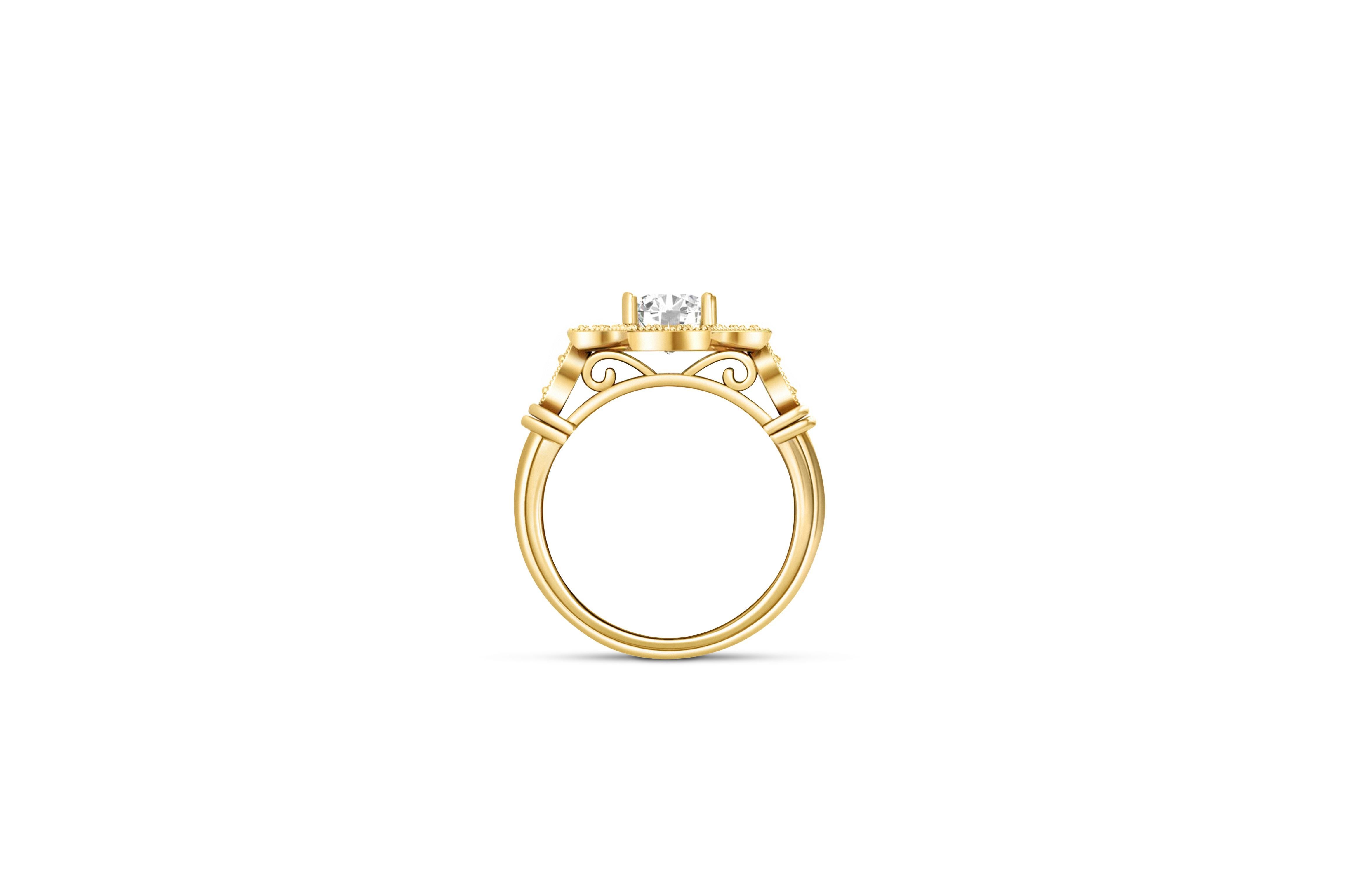 For Sale:  Vintage Round Moissanite Engagement 14k Gold Ring 3