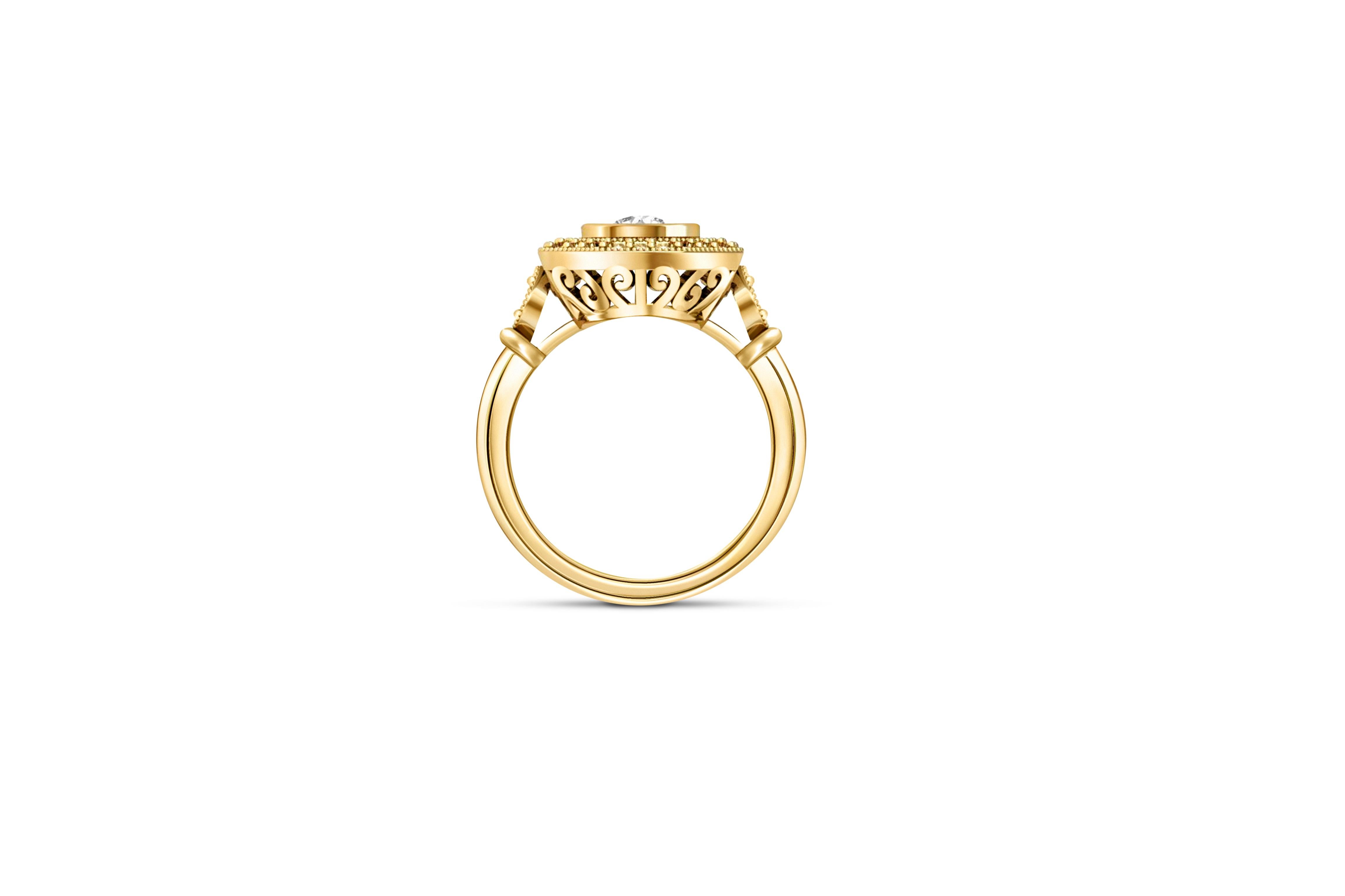 For Sale:  Vintage Round Moissanite Engagement 14k Gold Ring. 4