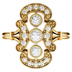 Vintage Round Moissanite Engagement 14k Gold Ring.
