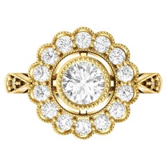Vintage Round Moissanite Engagement 14k Gold Ring