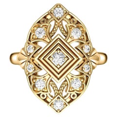 Vintage Round Moissanite Engagement 14k Gold Ring