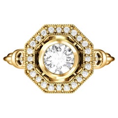 Verlobungsring aus 14 Karat Gold mit rundem Moissanit