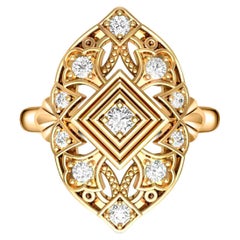 Vintage Runde Moissanit Verlobung 14k Gold Ring.