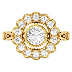 Vintage Runde Moissanit Verlobung 14k Gold Ring.