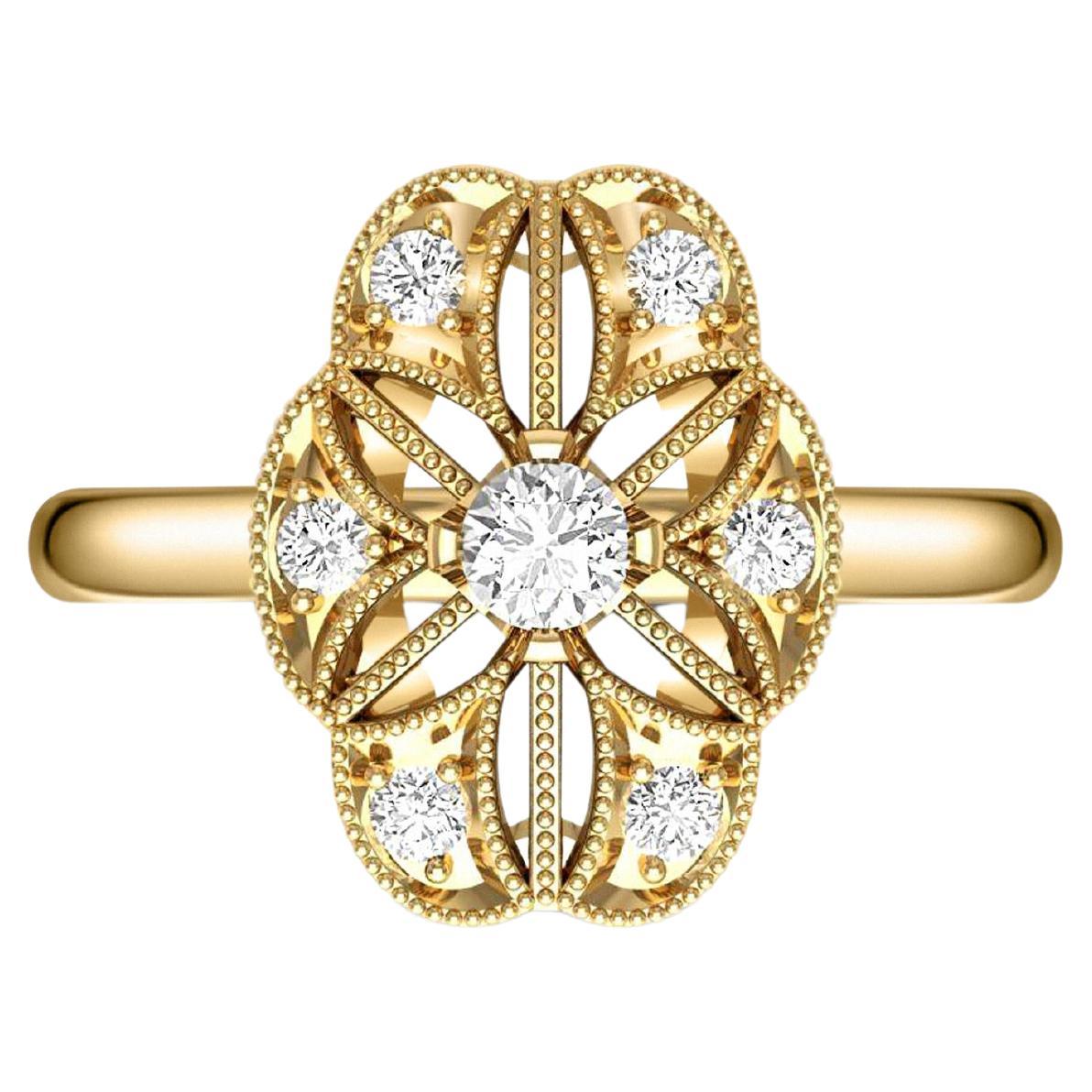 Verlobungsring aus 14 Karat Gold mit rundem Moissanit