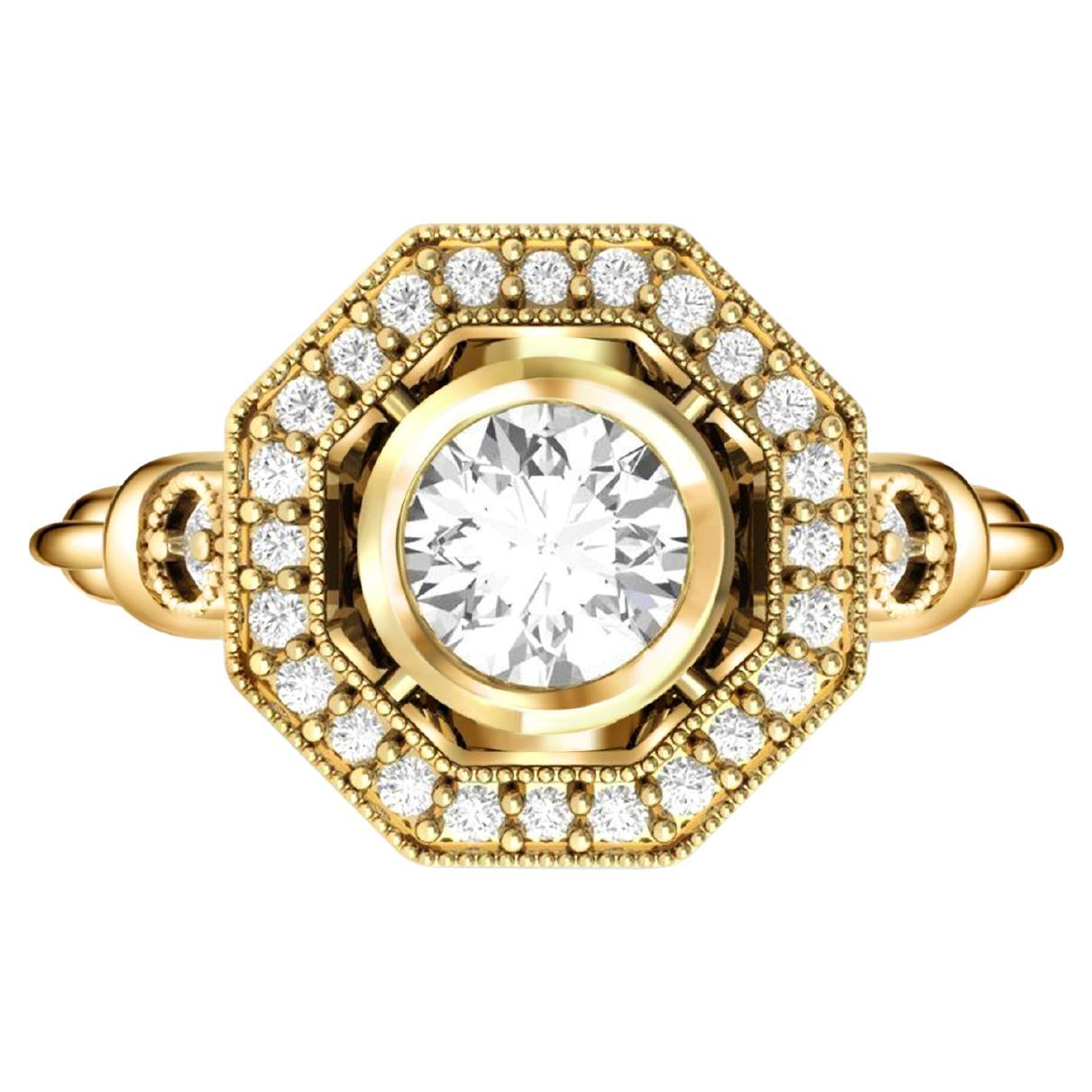 Verlobungsring aus 14 Karat Gold mit rundem Moissanit