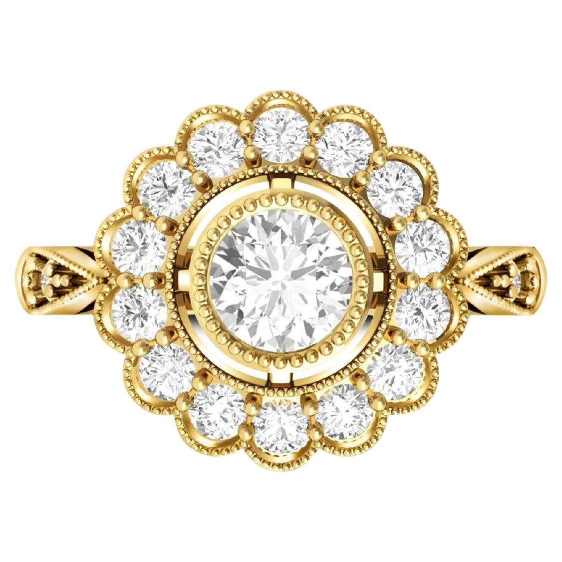 Verlobungsring aus 14 Karat Gold mit rundem Moissanit