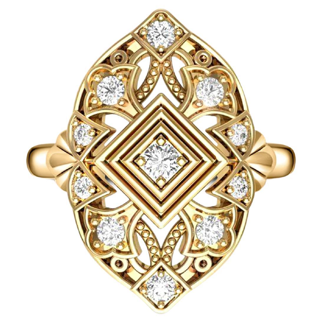 Verlobungsring aus 14 Karat Gold mit rundem Moissanit
