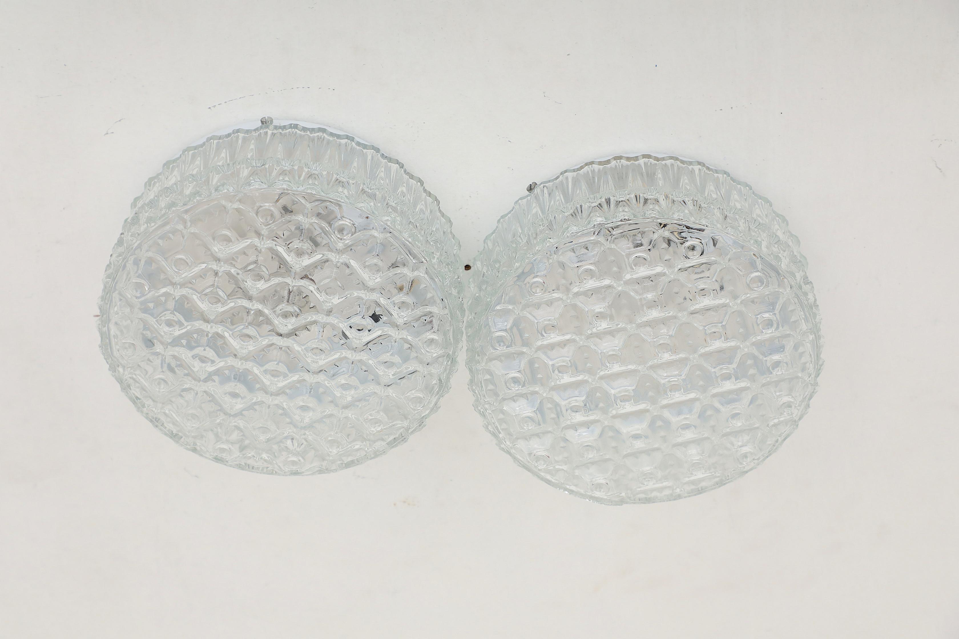 Vintage Round Molded Polka Dot Glass Ceiling or Wall Sconce For Sale 5