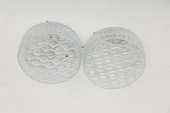 Mid-Century Round Molded Polka Dot Glass Ceiling or Wall Sconce