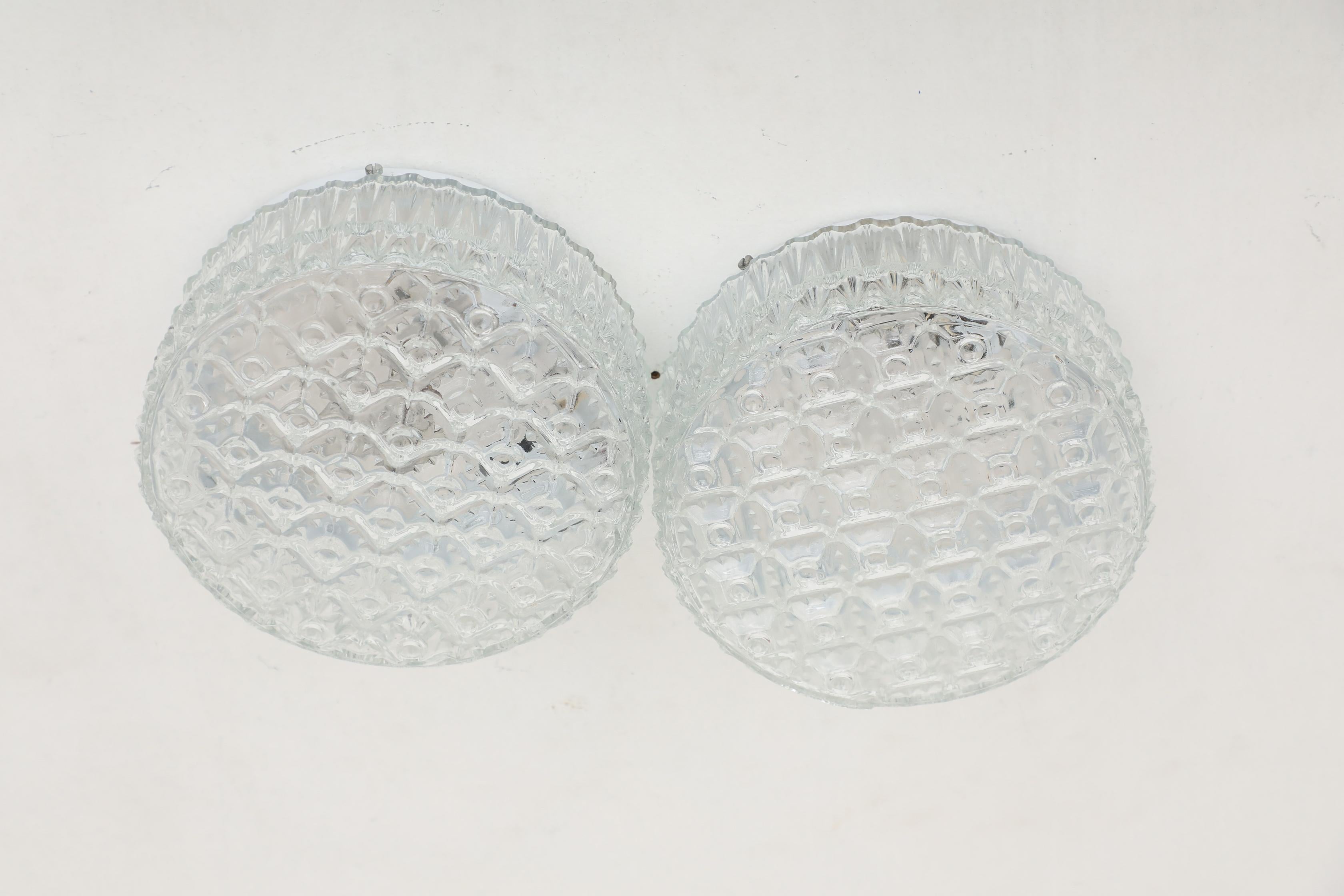 Mid-Century Modern Vintage Round Molded Polka Dot Glass Ceiling or Wall Sconce For Sale