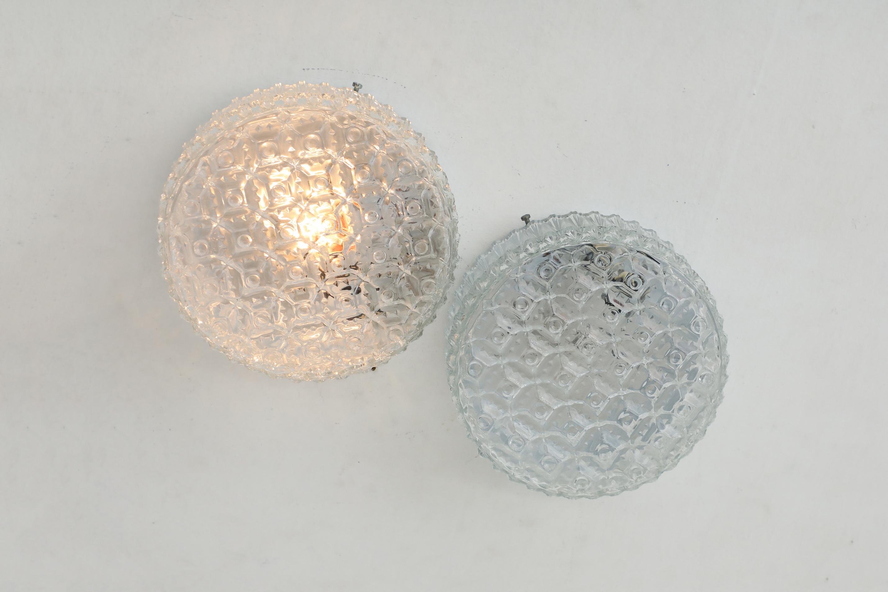 Vintage Round Molded Polka Dot Glass Ceiling or Wall Sconce For Sale 3