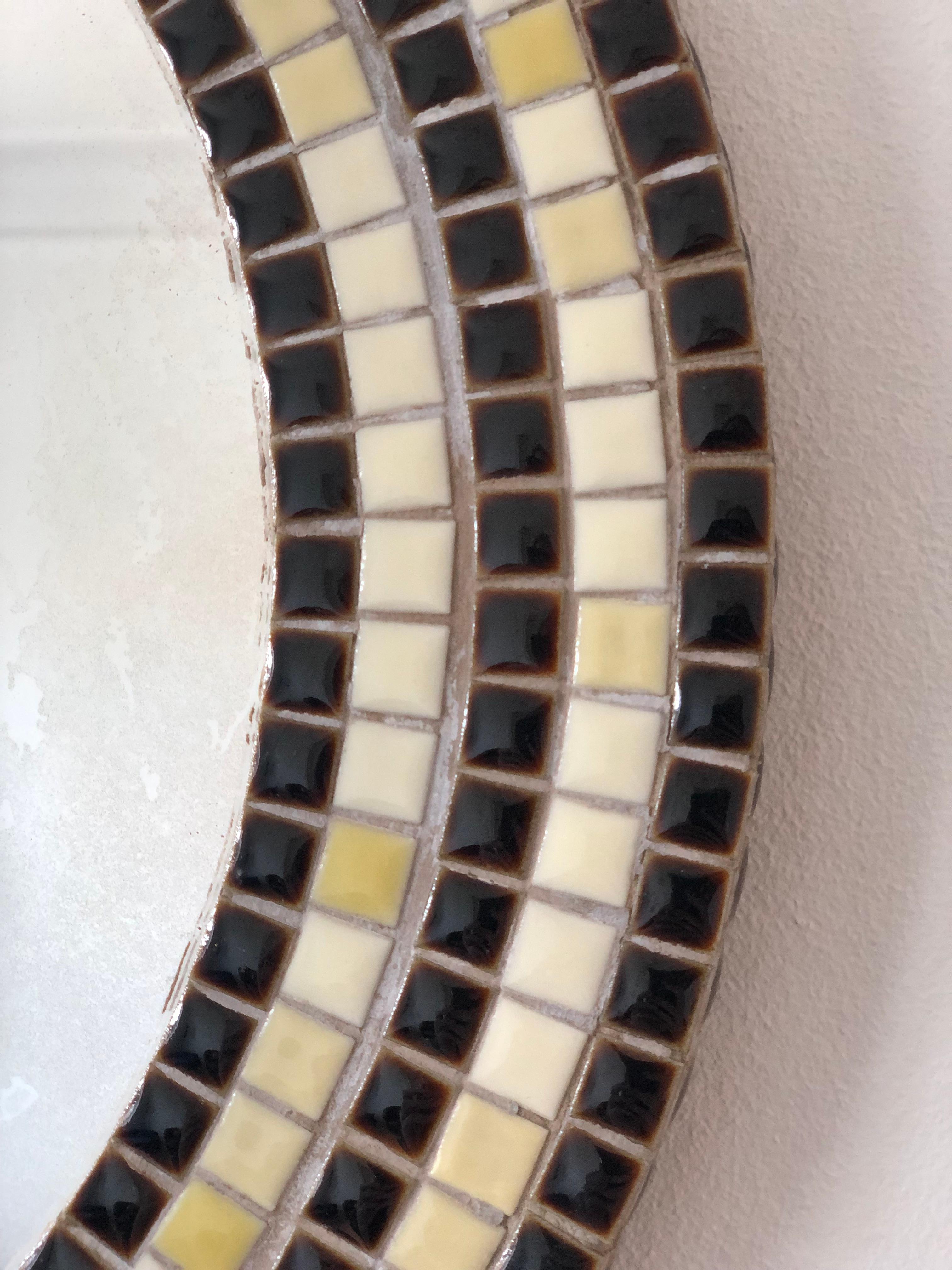 Miroir mural vintage en mosaïque ronde 1970 Portugal Bon état - En vente à Sakskøbing, DK