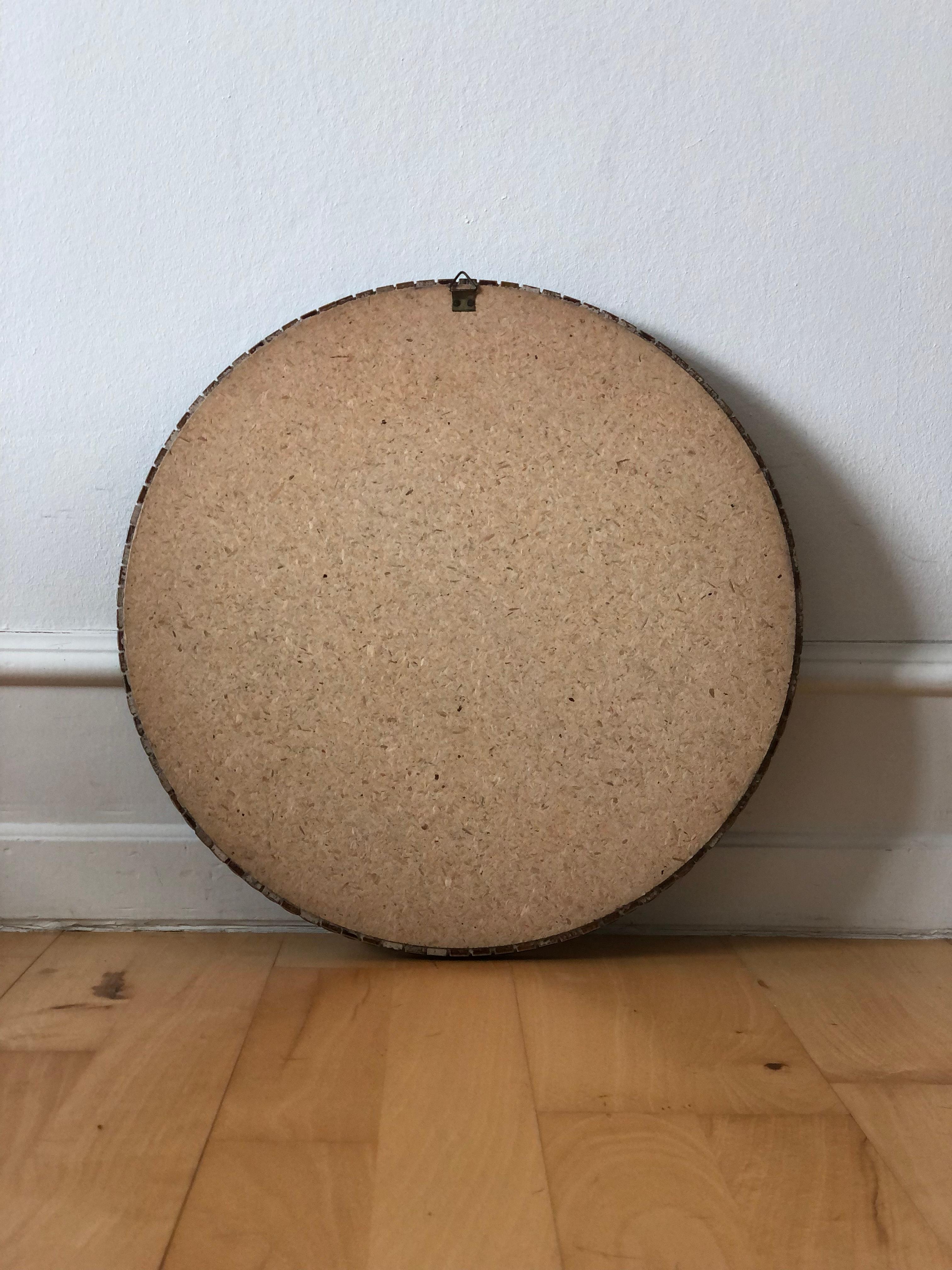 Fin du 20e siècle Miroir mural vintage en mosaïque ronde 1970 Portugal en vente