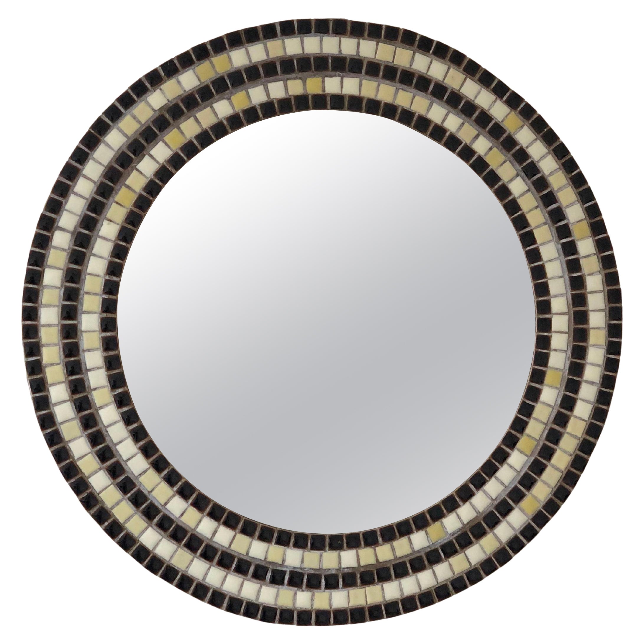 Miroir mural vintage en mosaïque ronde 1970 Portugal en vente