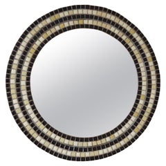 Specchio da parete rotondo a mosaico Vintage 1970 Portogallo