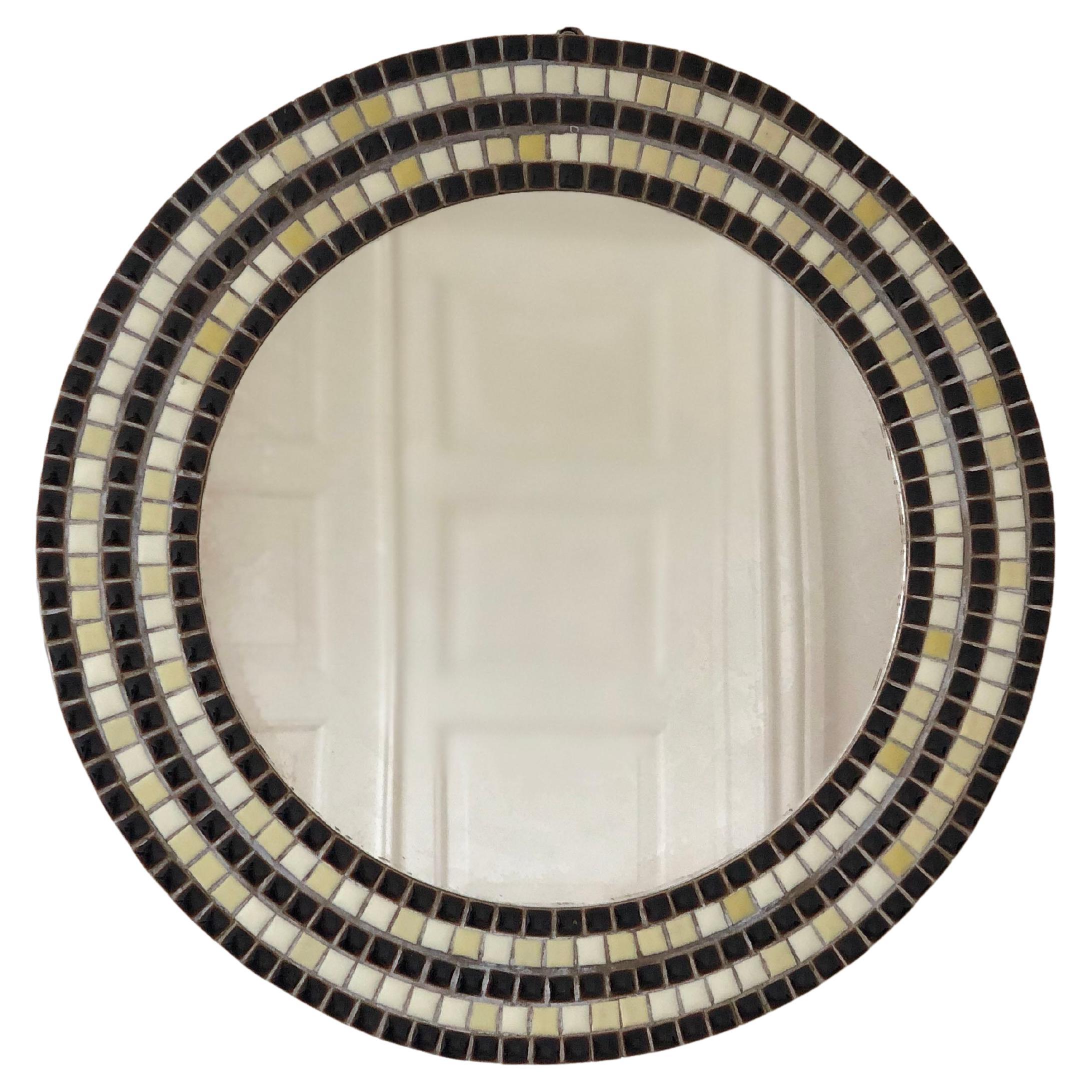 Vintage Round Mosaic Wall Mirror 1970 Portugal