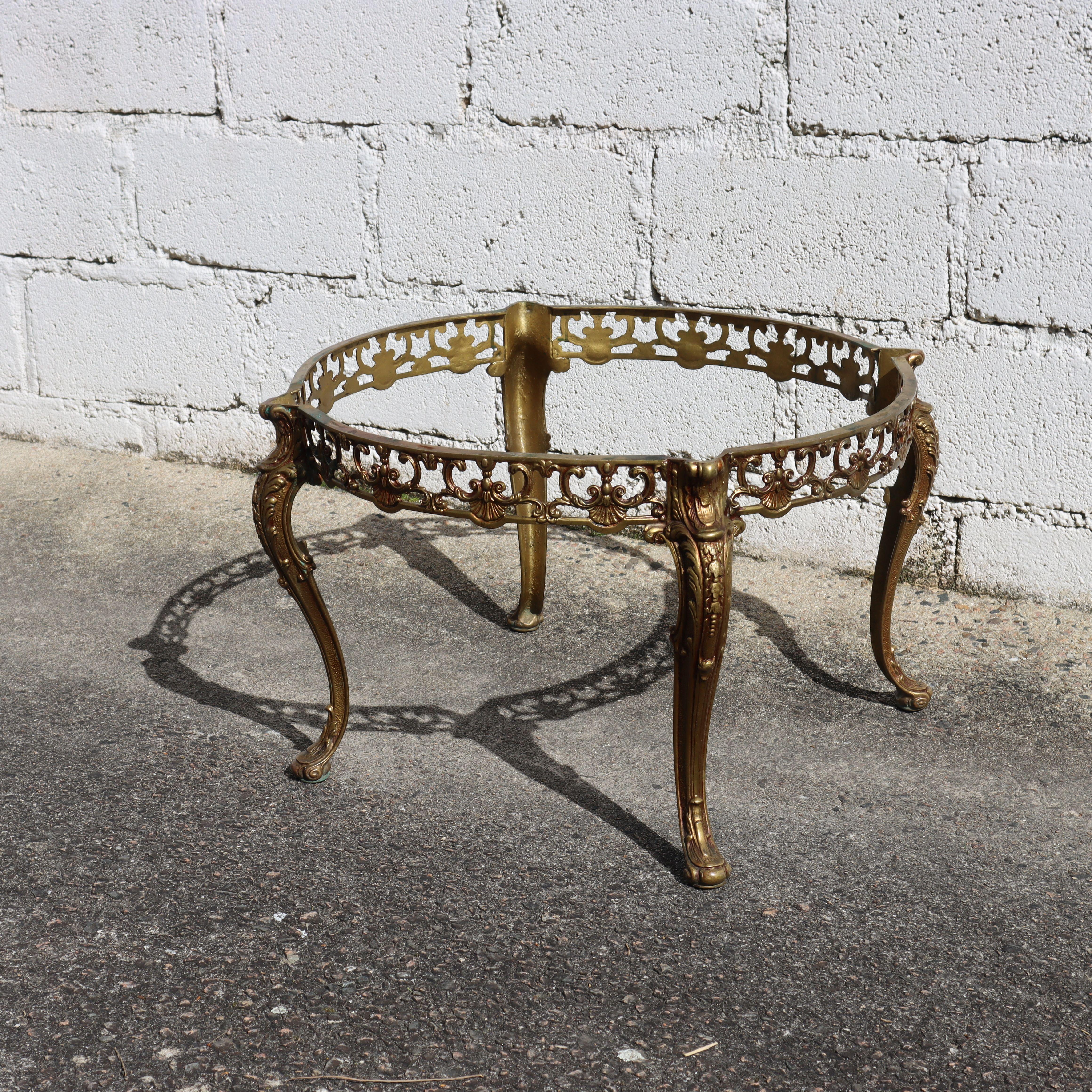 Vintage round Onyx Marble&Bronze Coffee Table-Lounge Table-Style Louis XV-60s 1