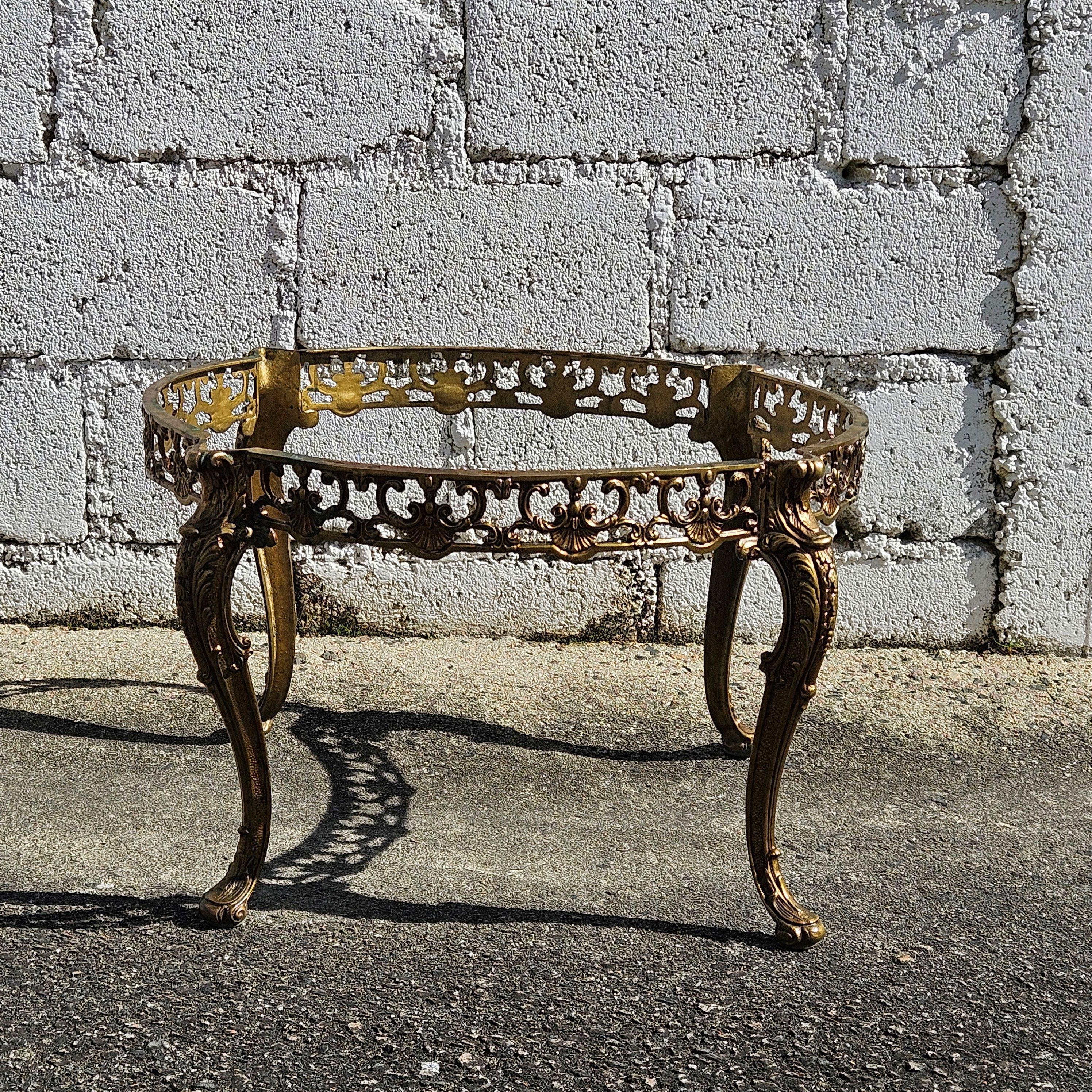 Vintage round Onyx Marble&Bronze Coffee Table-Lounge Table-Style Louis XV-60s 2