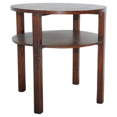 Vintage round pinewood coffee table, Czechoslovakia, 1970´s